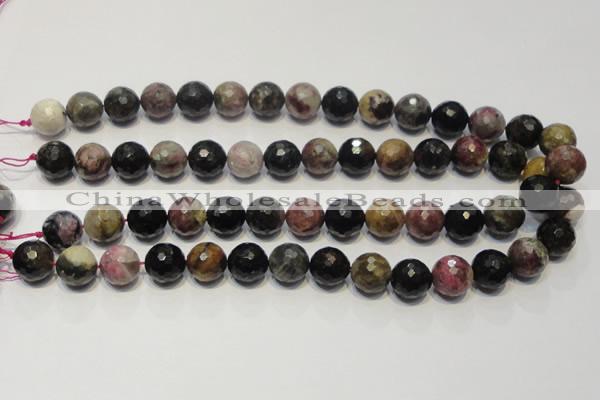 CTO31 15.5 inches 14mm faceted round natural tourmaline beads