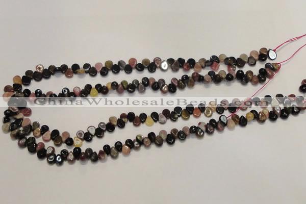 CTO37 15.5 inches 5*8mm flat teardrop natural tourmaline beads