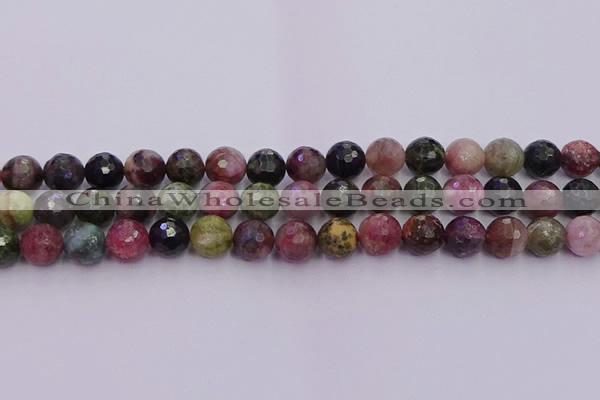 CTO637 15.5 inches 10mm faceted round tourmaline gemstone beads