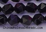 CTO647 15.5 inches 10mm faceted nuggets black tourmaline beads