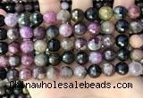 CTO678 15.5 inches 10mm faceted round natural tourmaline beads