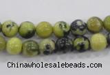 CTP102 15.5 inches 8mm round yellow pine turquoise beads wholesale