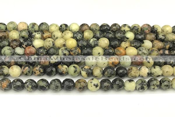 CTP231 15 inches 6mm faceted round yellow turquoise beads