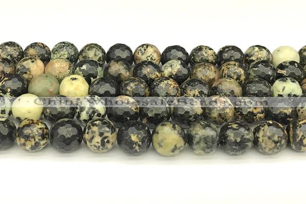 CTP234 15 inches 12mm faceted round yellow turquoise beads