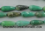 CTR06 15.5 inches 6*16mm faceted teardrop grass agate beads