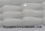 CTR105 15.5 inches 8*20mm faceted teardrop white porcelain beads