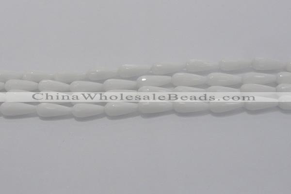 CTR105 15.5 inches 8*20mm faceted teardrop white porcelain beads