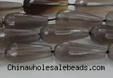 CTR106 15.5 inches 8*20mm faceted teardrop grey agate beads