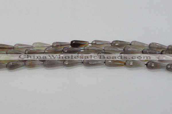 CTR106 15.5 inches 8*20mm faceted teardrop grey agate beads