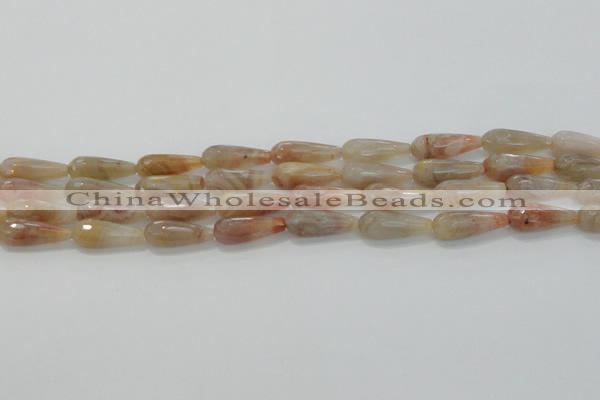 CTR107 15.5 inches 8*20mm faceted teardrop yellow agate beads