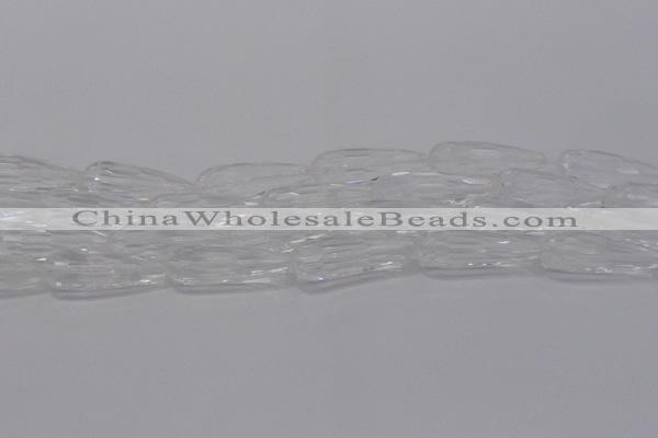 CTR130 15.5 inches 10*30mm faceted teardrop white crystal beads