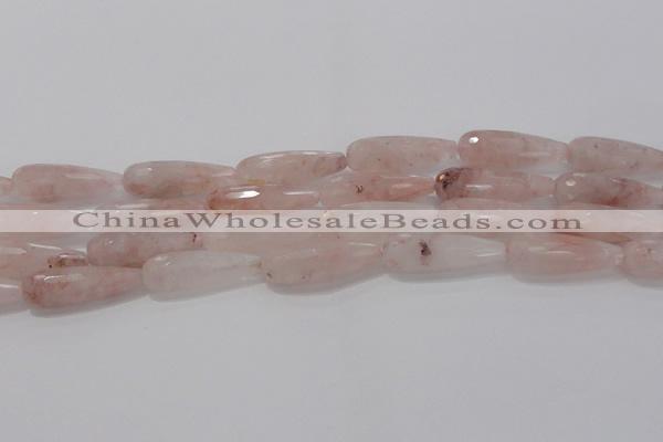 CTR132 15.5 inches 10*30mm faceted teardrop pink quartz beads