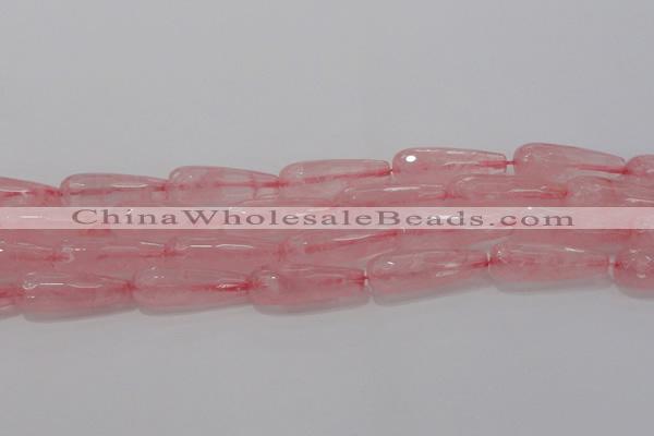 CTR133 15.5 inches 10*30mm faceted teardrop rose quartz beads