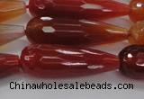 CTR142 15.5 inches 10*30mm faceted teardrop red agate beads