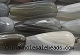 CTR154 15.5 inches 8*20mm faceted teardrop grey Botswana agate beads