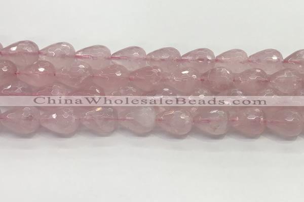 CTR158 15.5 inches 12*16mm faceted teardrop rose quartz beads