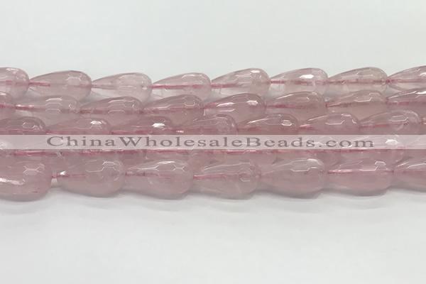 CTR159 15.5 inches 10*20mm faceted teardrop rose quartz beads