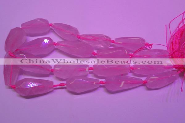 CTR203 16*35mm - 20*45mm faceted teardrop rose quartz beads