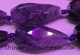 CTR205 15*30mm - 18*45mm faceted teardrop amethyst gemstone beads