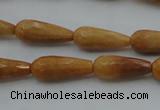 CTR21 15.5 inches 8*20mm faceted teardrop yellow jade beads