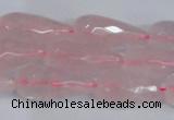 CTR301 15.5 inches 12*25mm faceted teardrop rose quartz beads