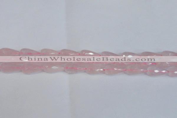 CTR301 15.5 inches 12*25mm faceted teardrop rose quartz beads