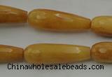 CTR33 15.5 inches 10*30mm faceted teardrop yellow jade beads