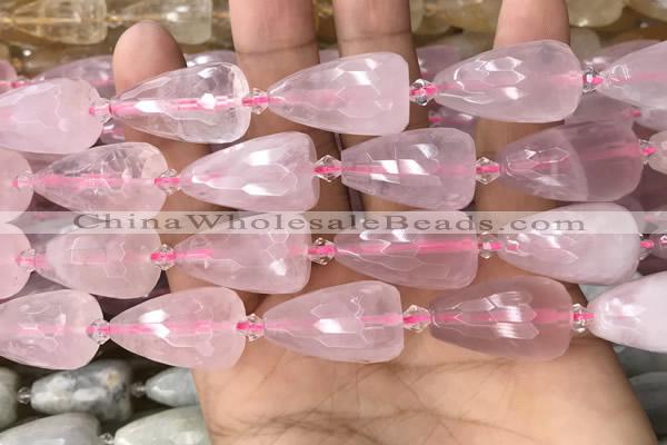 CTR350 15.5 inches 15*25mm faceted teardrop rose quartz beads