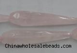 CTR41 15.5 inches 10*40mm faceted teardrop rose quartz beads