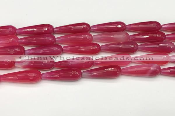 CTR455 15.5 inches 10*30mm faceted teardrop agate beads wholesale
