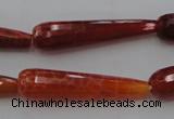 CTR46 15.5 inches 10*40mm faceted teardrop natural fire agate beads