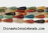 CTR463 15.5 inches 10*30mm faceted teardrop agate beads wholesale