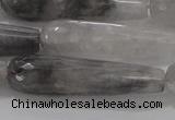 CTR56 15.5 inches 10*40mm faceted teardrop cloudy quartz beads