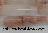 CTR57 15.5 inches 10*40mm faceted teardrop pink quartz beads