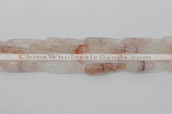 CTR57 15.5 inches 10*40mm faceted teardrop pink quartz beads