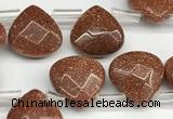 CTR608 Top drilled 10*10mm faceted briolette goldstone beads wholesale
