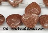 CTR638 Top drilled 13*13mm faceted briolette goldstone beads wholesale