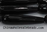 CTR64 15.5 inches 10*40mm faceted teardrop black agate beads