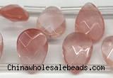 CTR661 Top drilled 10*14mm faceted briolette cherry quartz beads