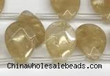 CTR662 Top drilled 10*14mm faceted briolette yellow watermelon beads