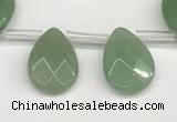 CTR666 Top drilled 10*14mm faceted briolette green aventurine beads