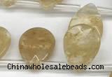 CTR692 Top drilled 12*16mm faceted briolette yellow watermelon beads