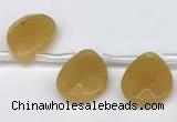 CTR694 Top drilled 12*16mm faceted briolette yellow aventurine beads