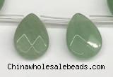 CTR696 Top drilled 12*16mm faceted briolette green aventurine beads