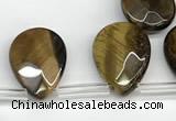 CTR700 Top drilled 12*16mm faceted briolette yellow tiger eye beads