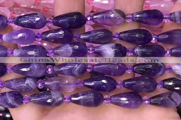 CTR711 15 inches 8*16mm faceted teardrop amethyst beads
