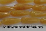 CTR75 15.5 inches 6*16mm faceted teardrop yellow jade beads