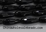 CTR82 15.5 inches 6*16mm faceted teardrop black agate beads