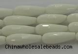 CTR83 15.5 inches 6*16mm faceted teardrop white porcelain beads