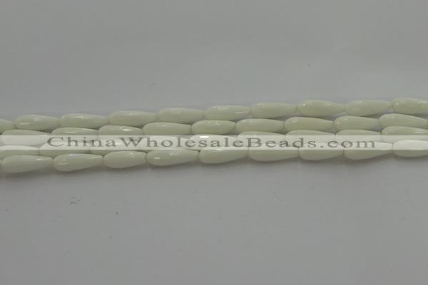CTR83 15.5 inches 6*16mm faceted teardrop white porcelain beads